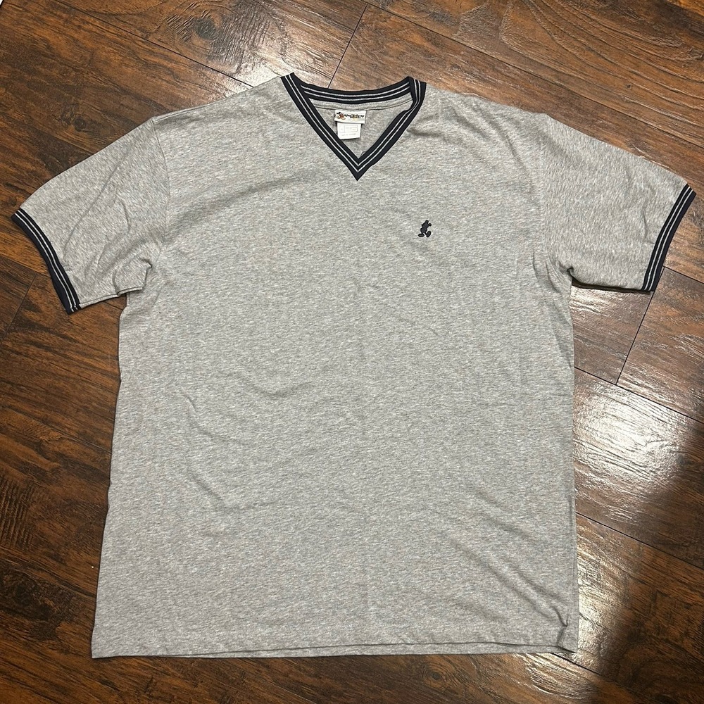 Vintage Disney World Gray & Blue Embroidered Mickey Mouse Tshirt Men's XL